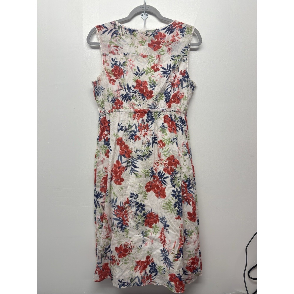 Eddie Bauer Women's Crinkle Cross Front Dress White Floral Size 6 festival #23 - Picture 4 of 8